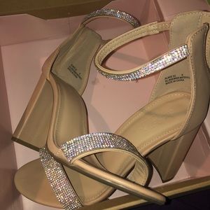 nude rhinestone heels